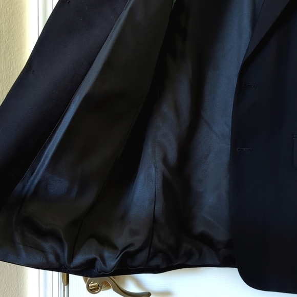 Oscar de la Renta Classic 100% Wool Preppy Blazer Jacket Dark Navy Blue 40L - Picture 8 of 14